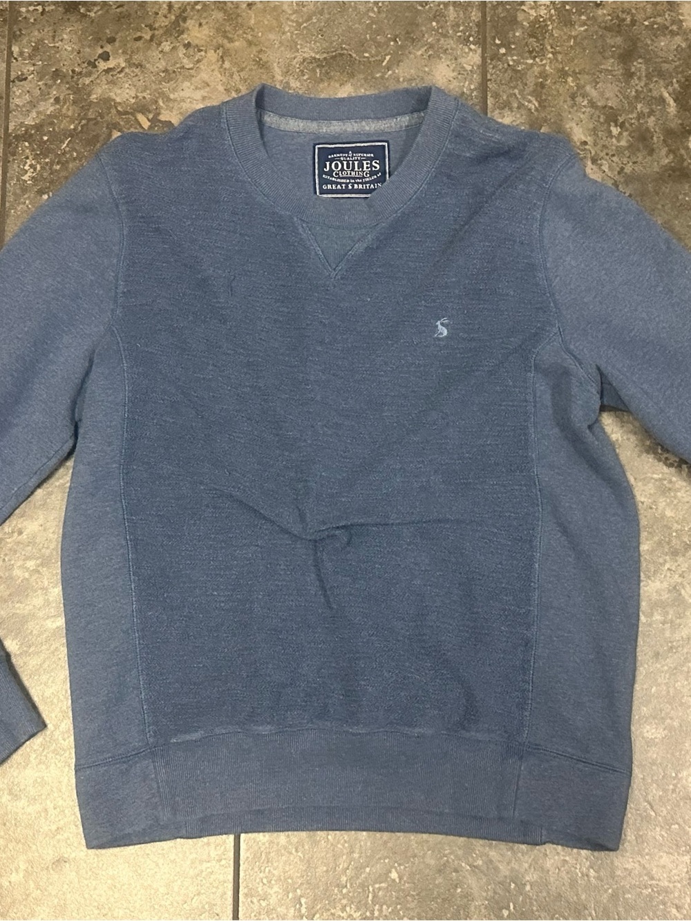 Joules Men's Steel Blue Crewneck Sweater 100% Cotton Size Large